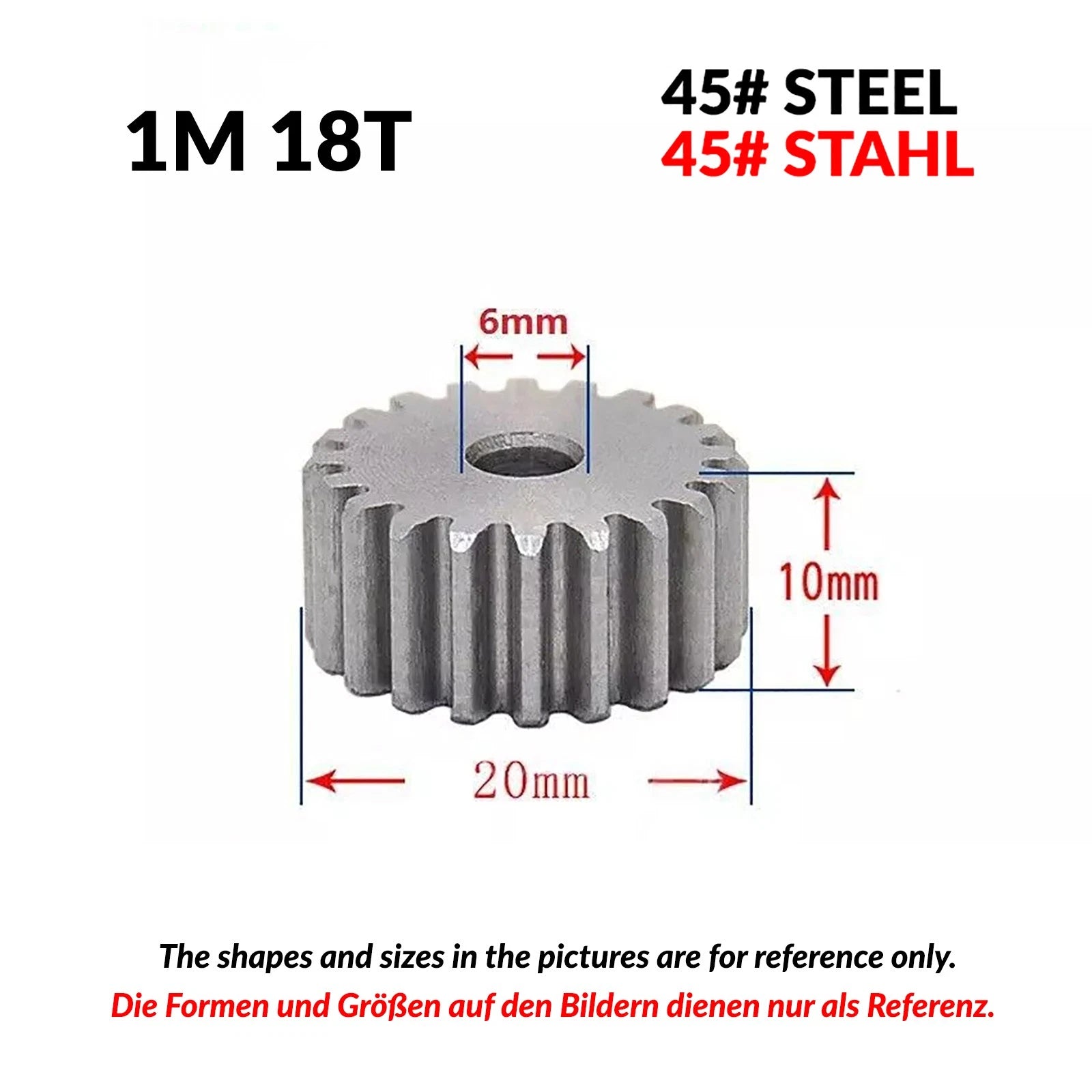 1/1.5/2 Mod 12T-150T Spur Gear 45# Steel Pinion Gear Thickn10-20mm Transmission