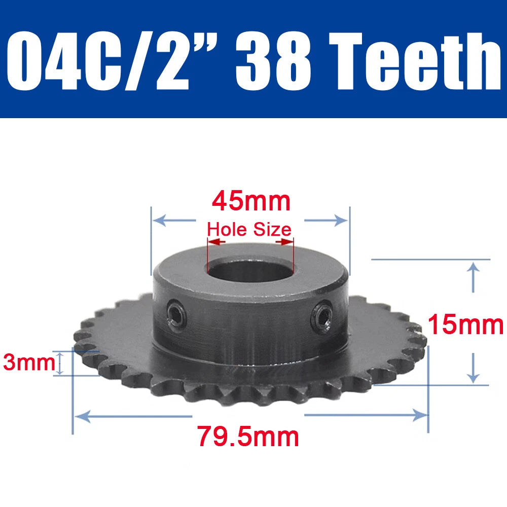 45#Steel Roller Chain Sprocket Wheel 04C Pitch 6.35mm 21~26 Teeth Bore 8~25mm