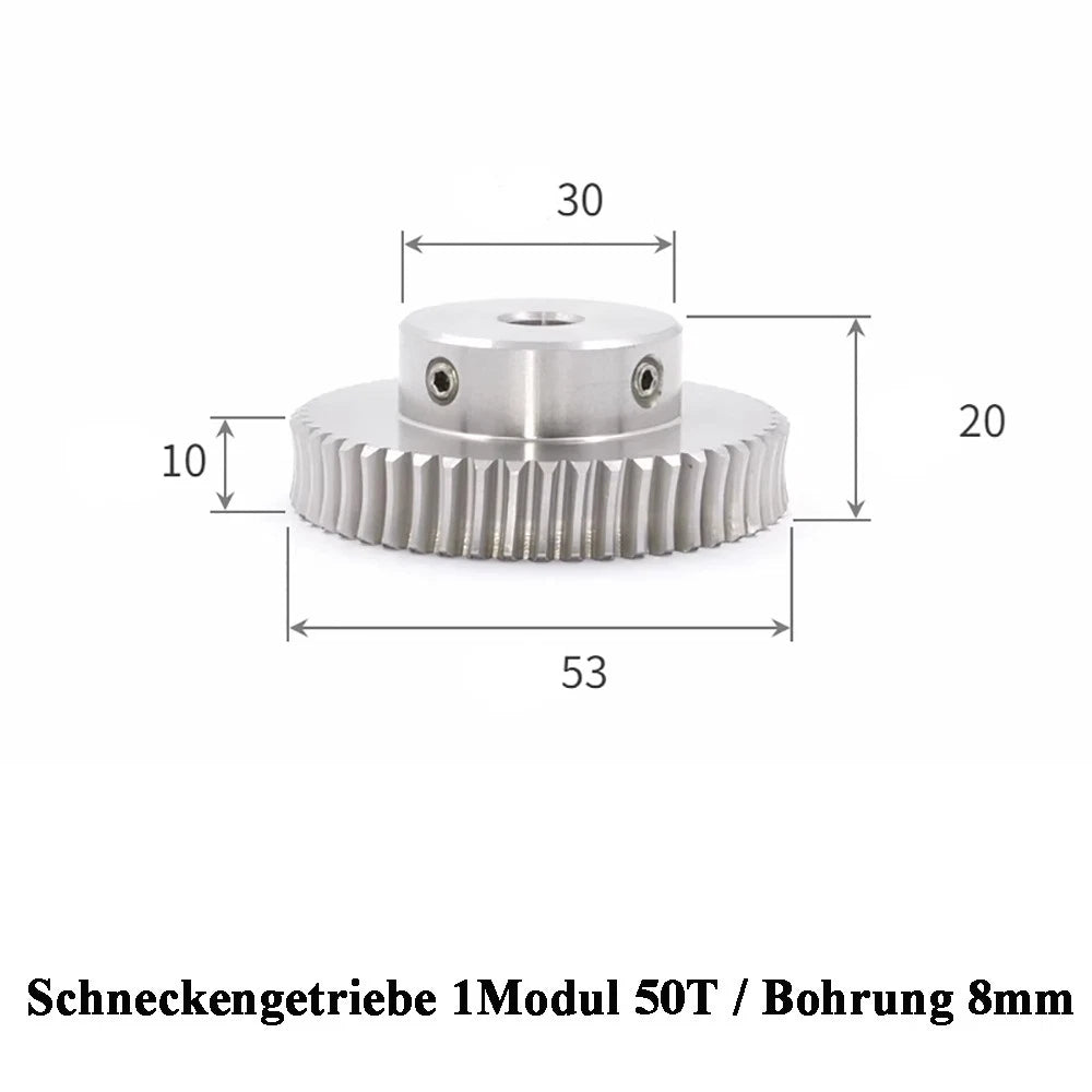 Stainless Steel A2 Module 1 Worm Shaft Worm Gear Wheel 15 to 60 Tooth Precision