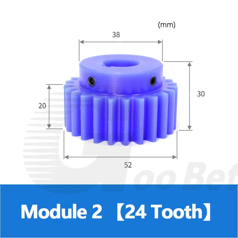 Nylon Mod 2 Spur Gear 12-30 Tooth with Step Pinion Motor Gear Bore 8mm-25mm Blue