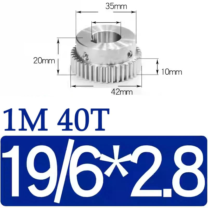 Spur Gears 1M Transmission Gear With Step Stainless Steel Motor Gear 32~50 Teeth