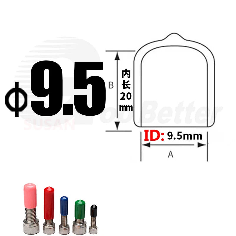 PVC End Caps for Screws, Bolts & Rods – Thread Protector Covers, 1.3–90mm, Black