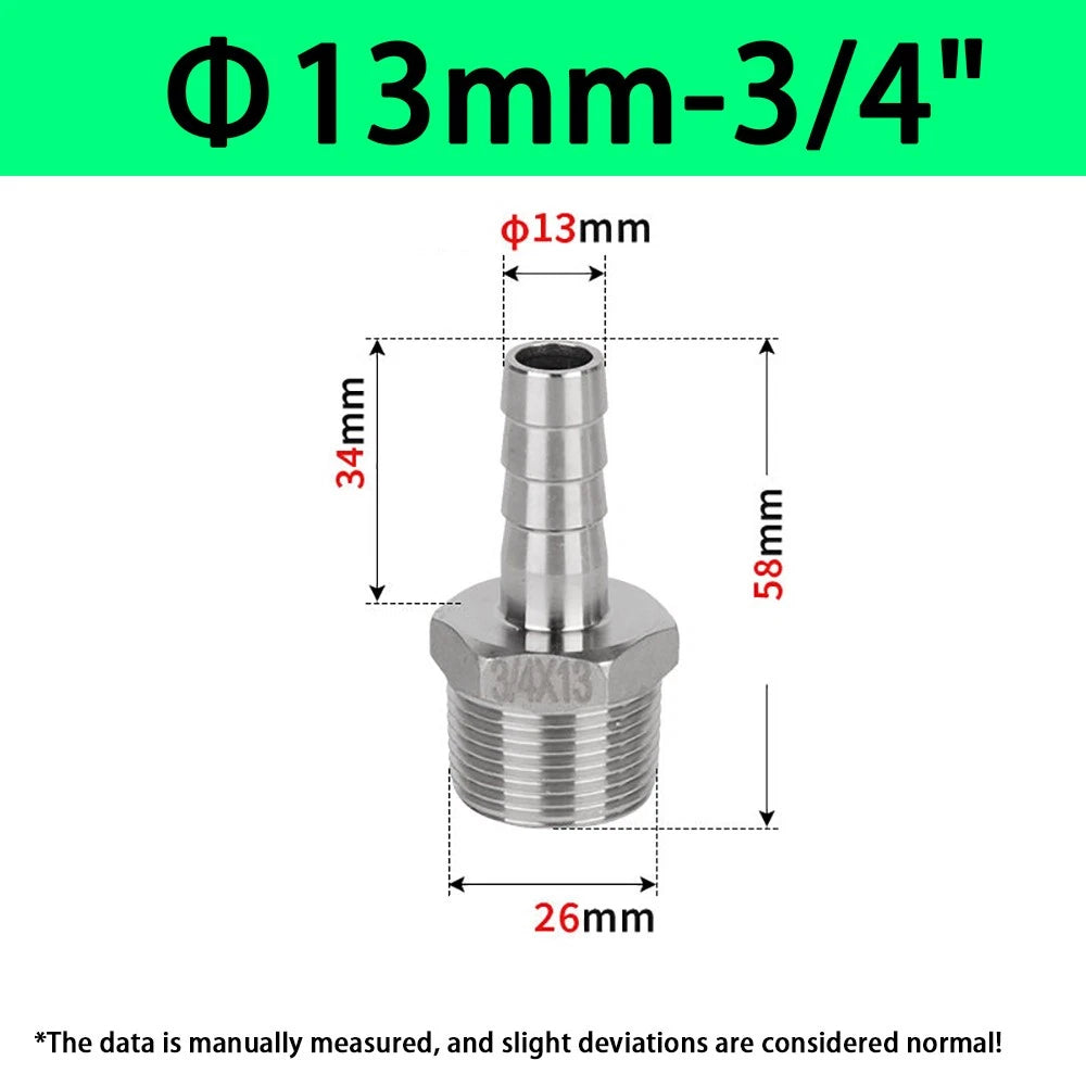 Male NPT Hose Barb Adapter Fittings – 316L Stainless Steel
