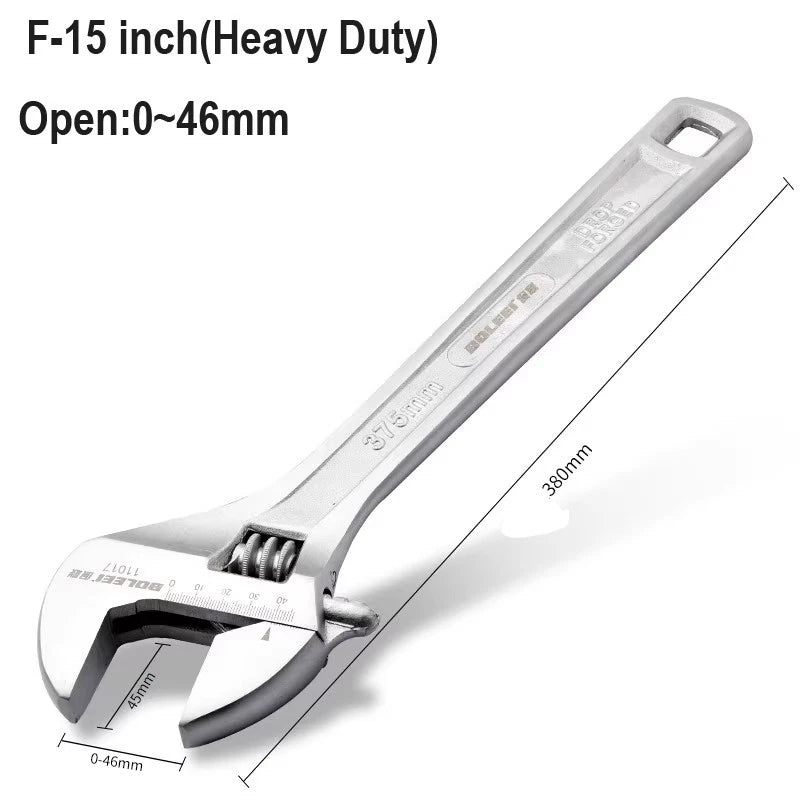 Adjustable Spanner Wrench 6 8 10 12" Cr-V Steel Metric Scale Strong Grip Handle