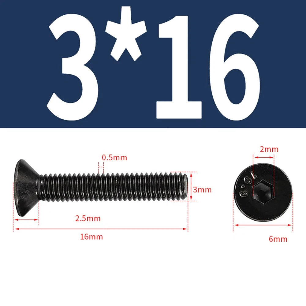 M2-M6 Countersunk Socket Head Cap Screws – Grade 10.9 Alloy Steel