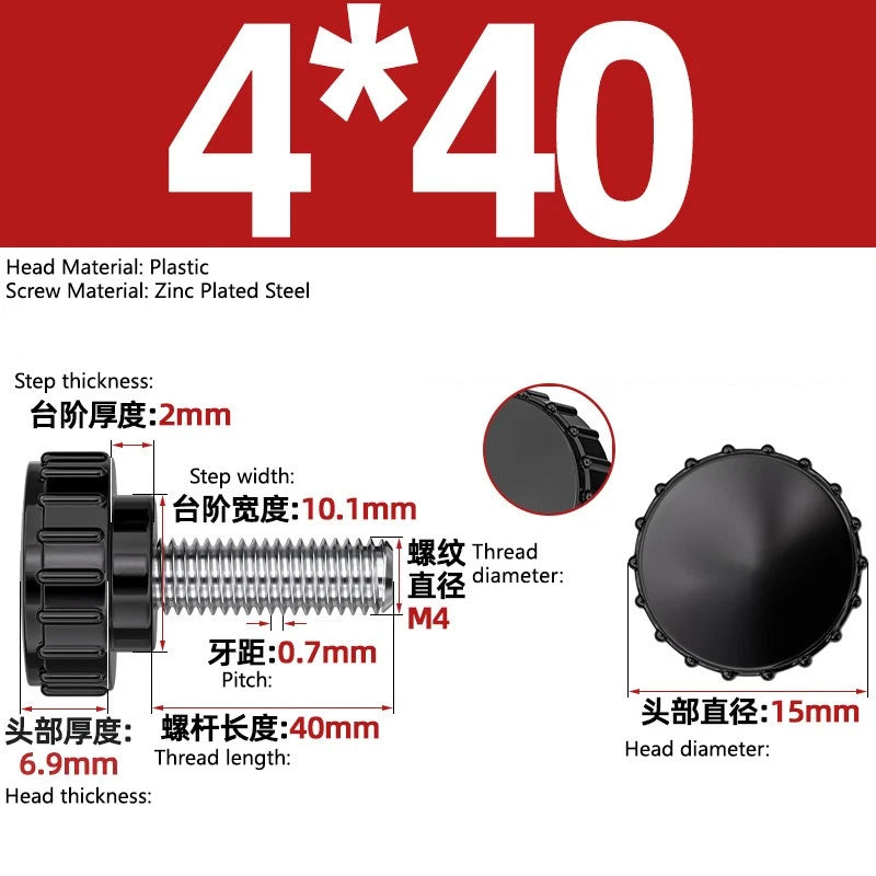 M3-M8 A2/304 Stainless Steel Plastic Knob Thumb Screws Hand Twist DIY Machinery