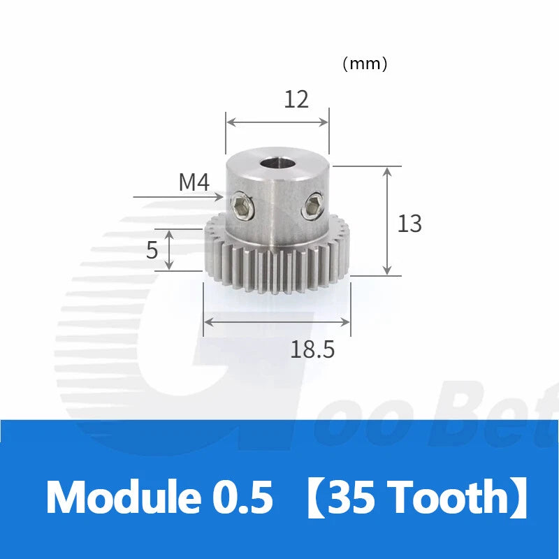 Mod 0.5 1 1.5 2 Precision Spur Gear Stainless Steel with Hub 12 Tooth - 60 Tooth