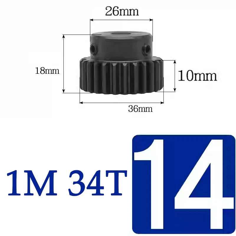Spur Gears 1 Mod Transmission Gear With Step 45# Steel Pinion Motor Gear 30T~44T