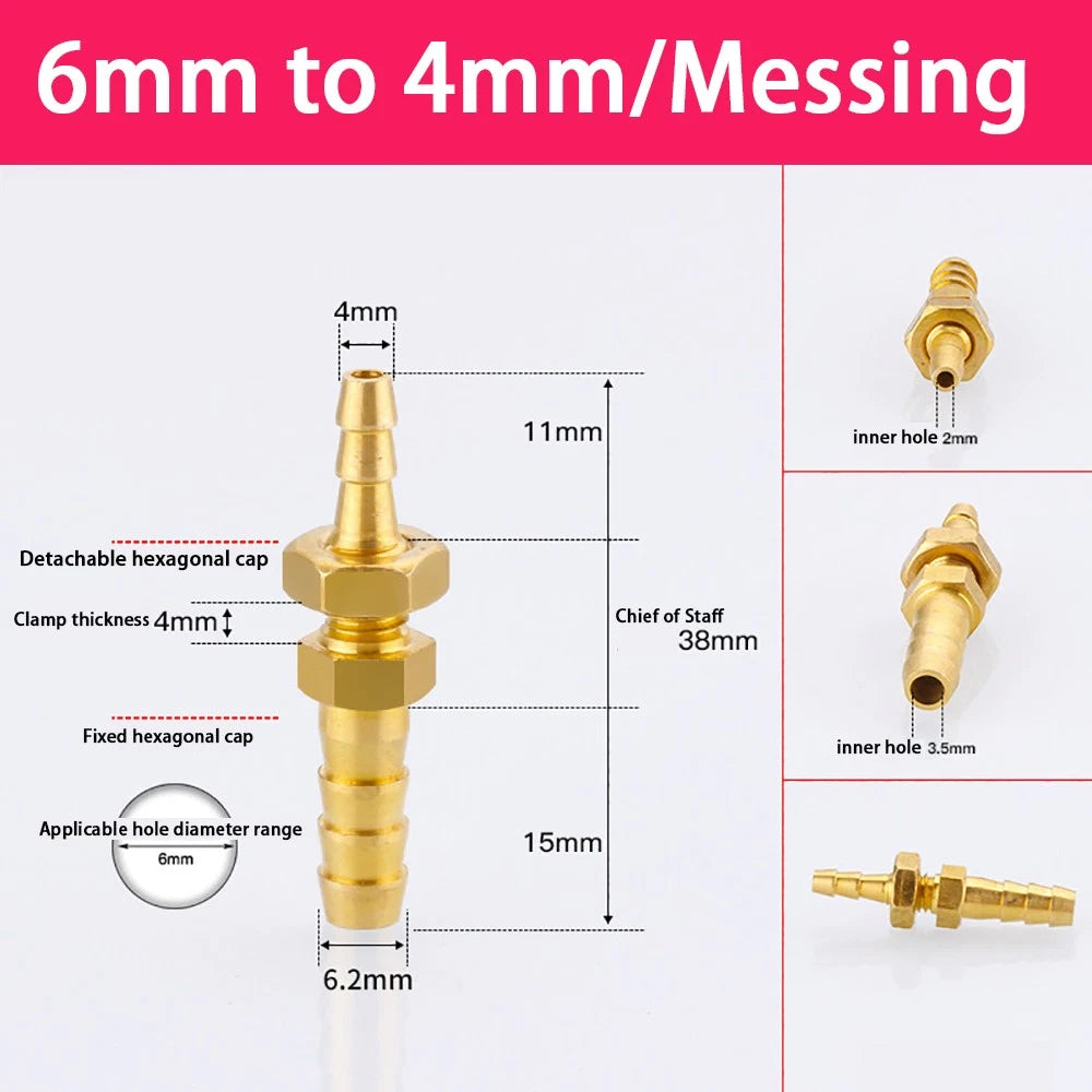 Copper Straight Hose Connector Double-Sided Female Thread