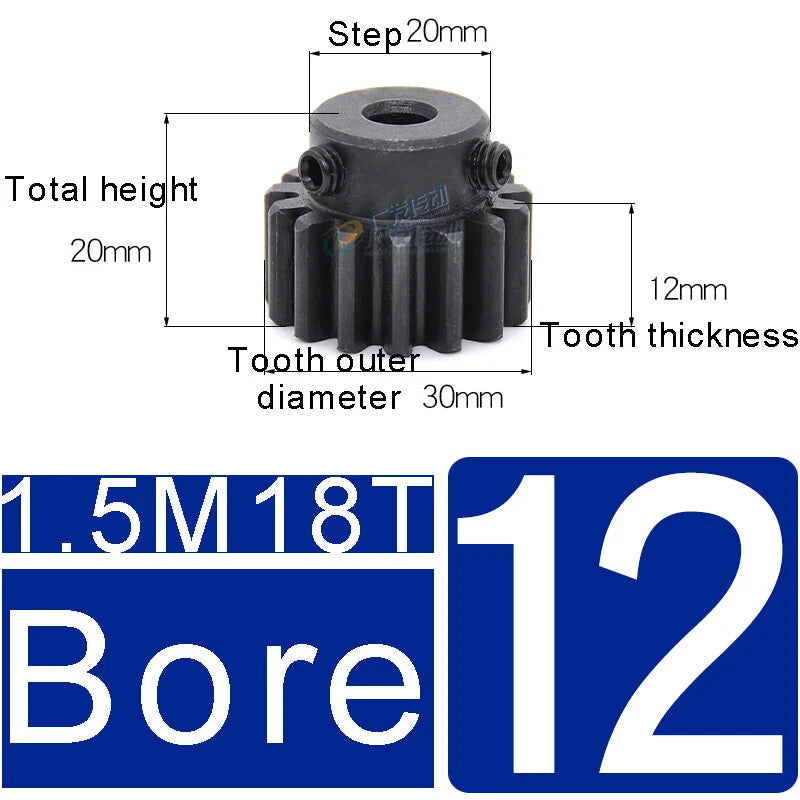 1.5Mod 45# Steel Spur Gears 10-150T Pinion Gear With Step Motor Gear Bore 5-25mm
