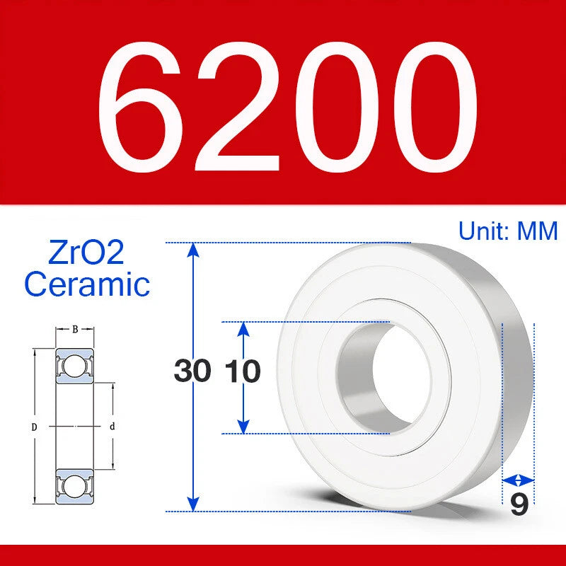 ZrO2 Ceramic Deep Groove Ball Bearing Double Shield 2RS Zirconia Roller Bearings