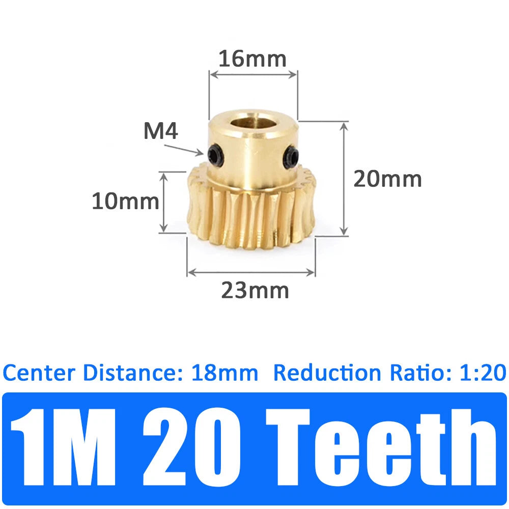 0.5/0.8/1/1.5 Module, 20 to 60 Teeth, Brass Worm Wheel Gear Shaft Hole 4mm-12mm