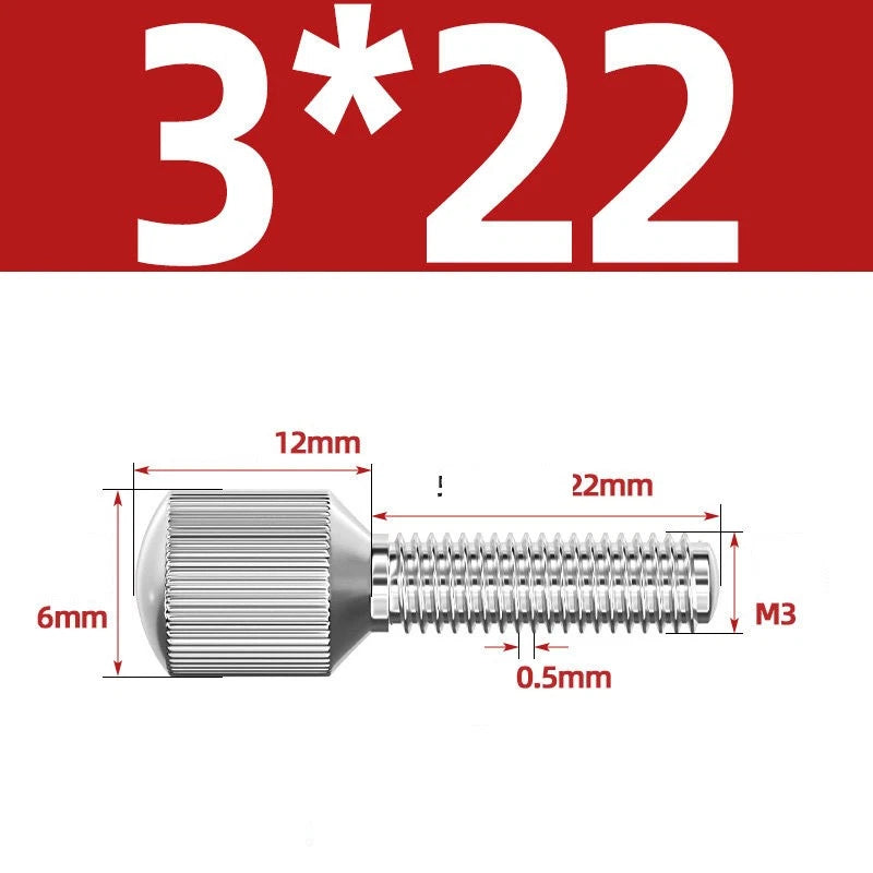 Knurled Thumb Screws – 304 Stainless Steel Small Head Thumbscrew Bolts M2–M8