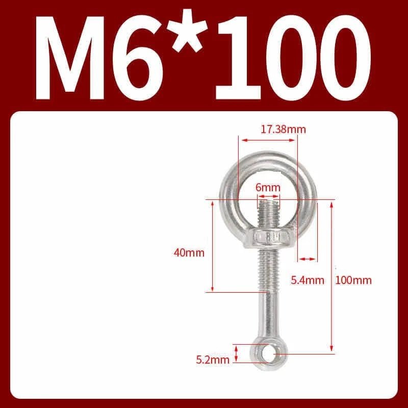 A2 Stainless Steel Eye Bolts with Nut — M5 M6 M8 M10 M12 Threaded Ring Screws - HomeDIYer