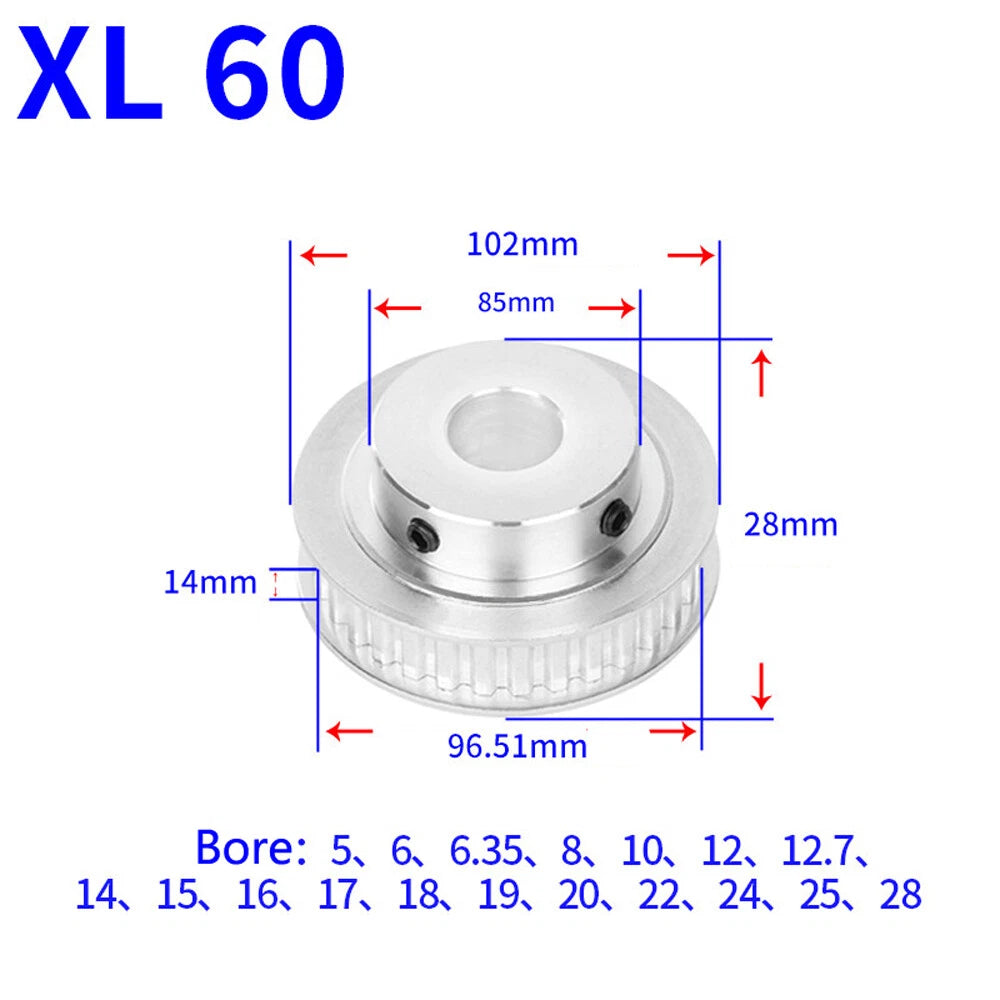 XL 15T-60T Timing Belt Pulley Pitch 5.08mm With Keyway Drive Pulleys Width 14mm