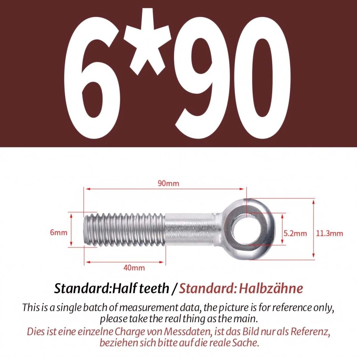 M5 M6 Stainless Steel Eye Bolts — A2 304 Threaded Ring Eyelet Screws for Catenary Wire & Hanging - HomeDIYer