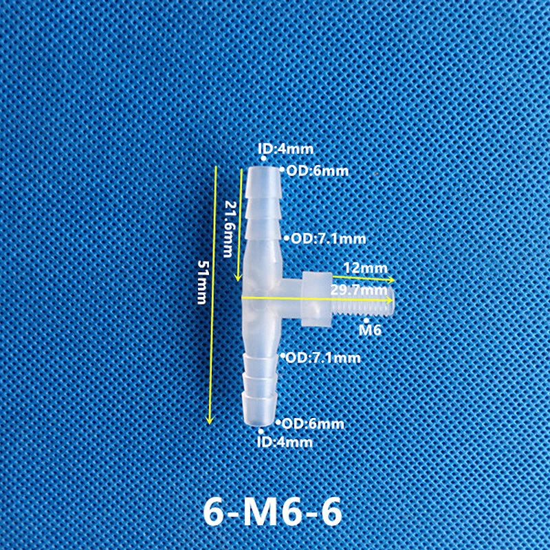 Plastic Male Thread 3-Way Hose Barb Connector — BSP & Metric, Equal Diameter