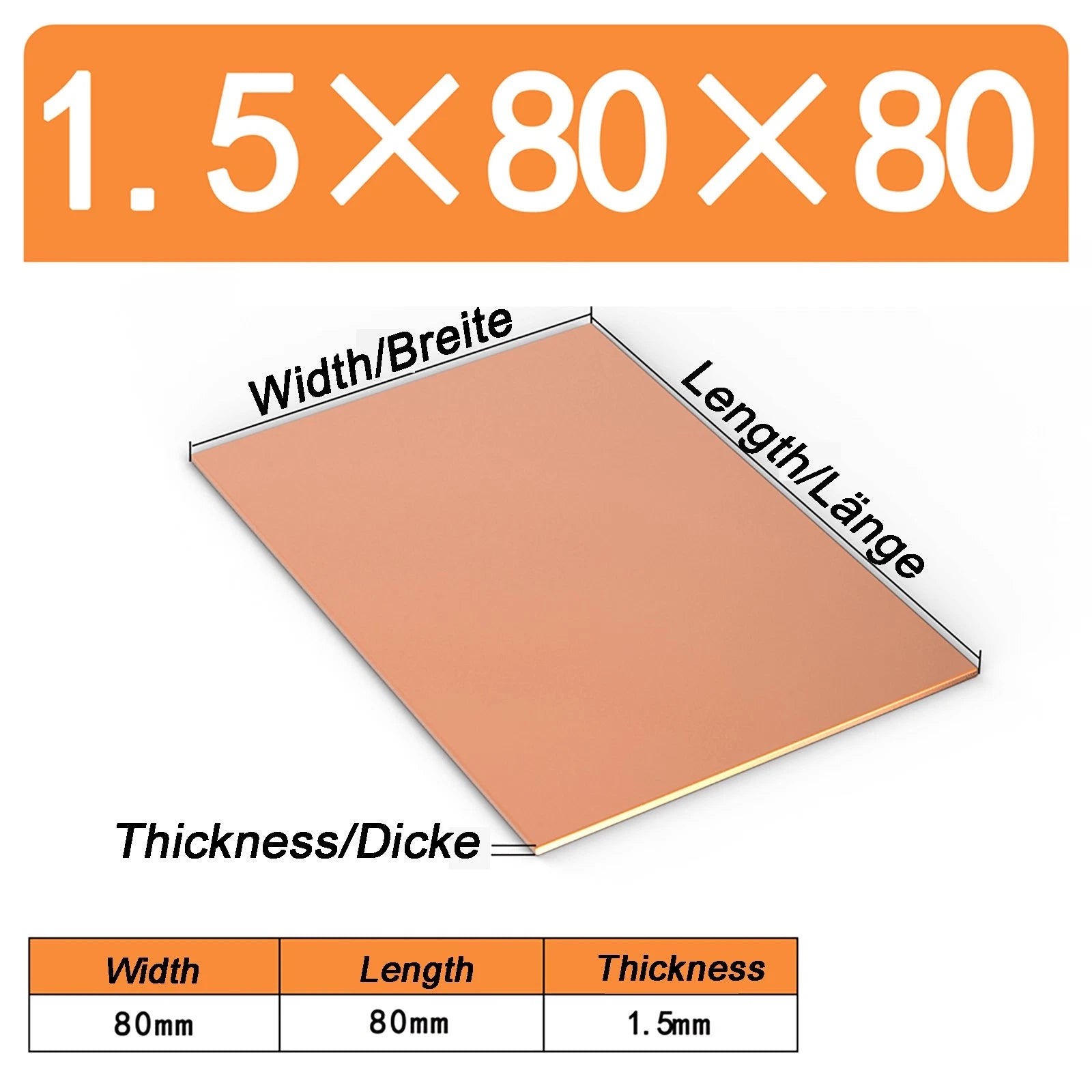 Natural Copper Sheet Metal guillotine cut - 0.3mm - 6.0mm - Multiple