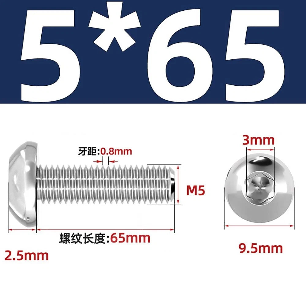 M1.6–M5 A2 Stainless Steel Button Head Socket Cap Screws – Round Pan Head, Hex Drive, Fully Threaded