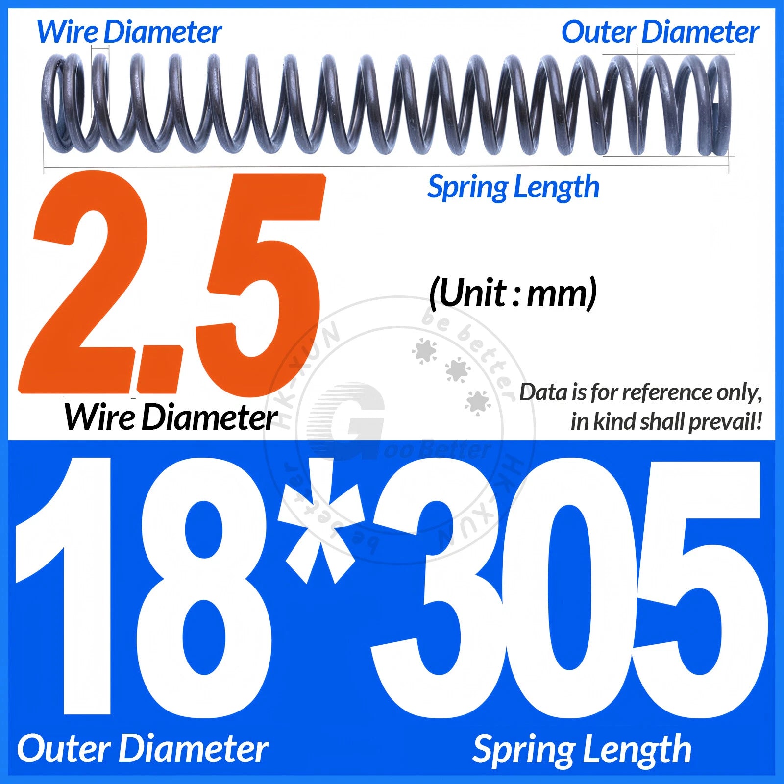 Length 305mm Compression Spring Pressure Springs OD 3-60mm Wire Dia 0.3mm-6.0mm
