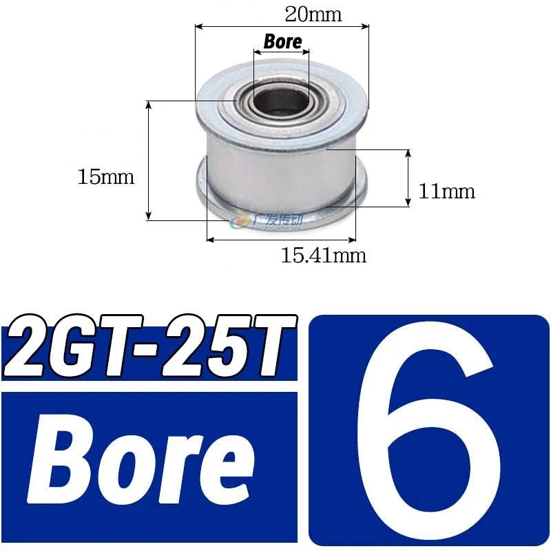 GT2 Timing Belt Pulley 16-100 Teeth 6-10mm Teeth Width Bore 3mm-25mm For 3D