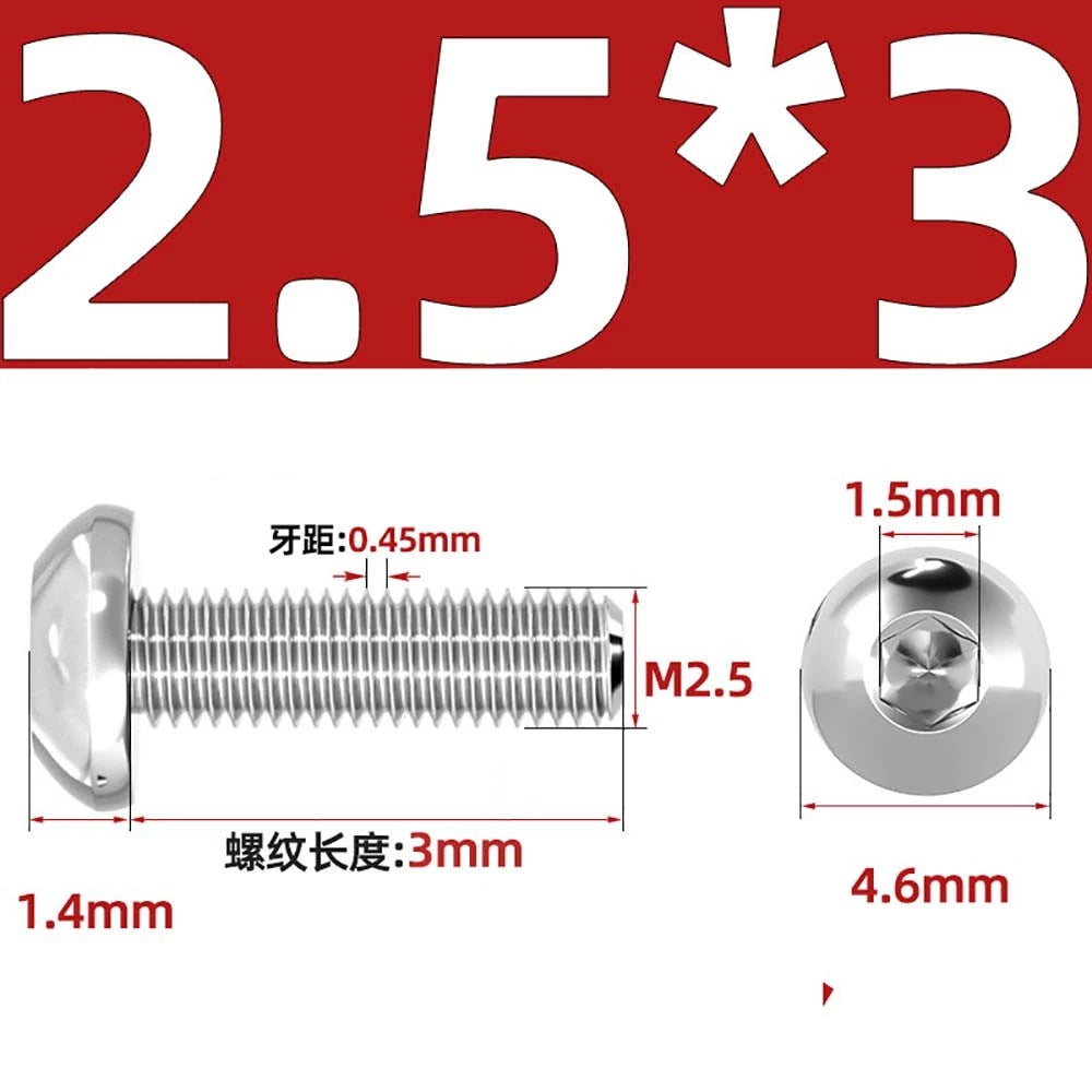 M1.6–M5 A2 Stainless Steel Button Head Socket Cap Screws – Round Pan Head, Hex Drive, Fully Threaded