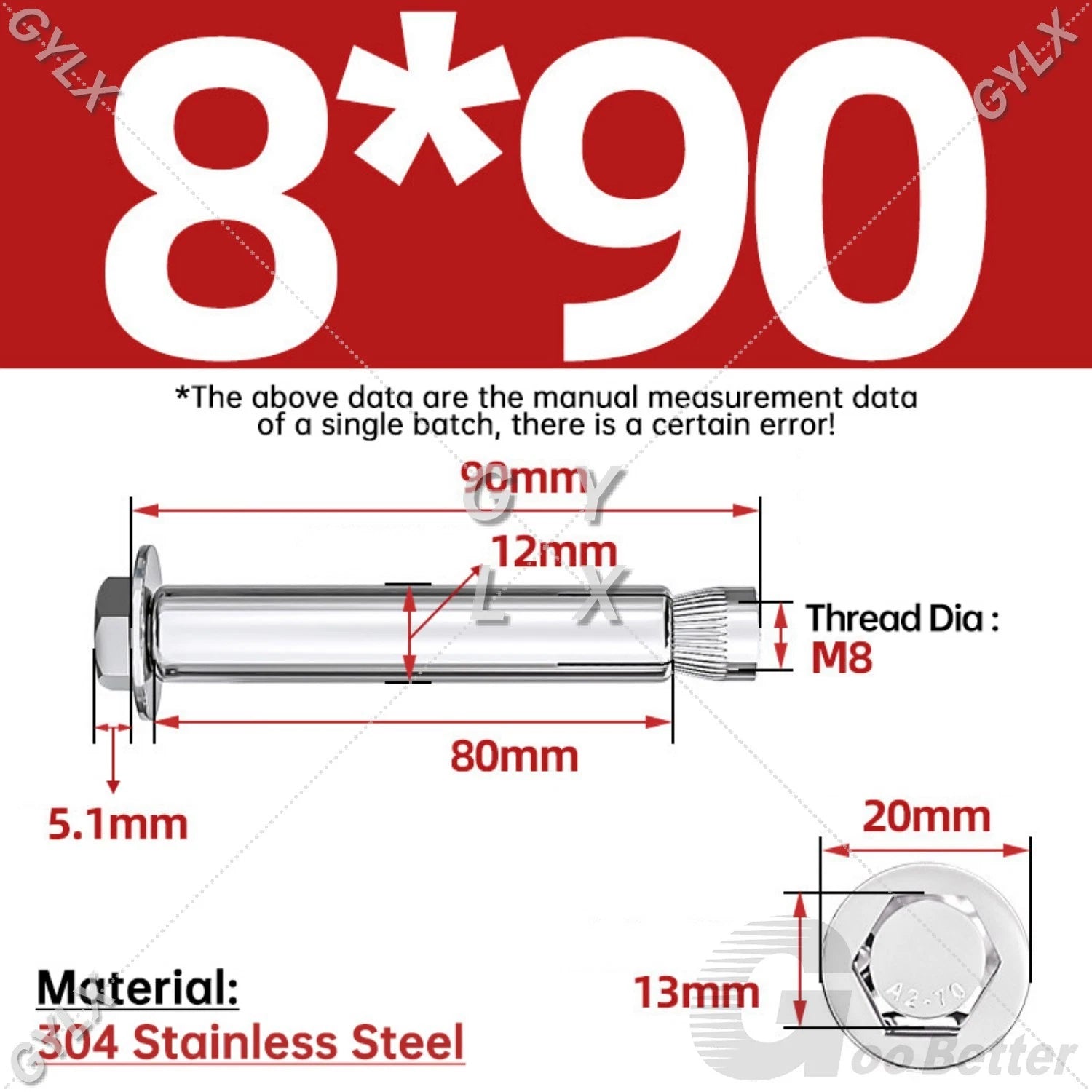 Expansion Anchor Bolts for Masonry — M6 to M16, Stainless Steel & Zinc-Coated
