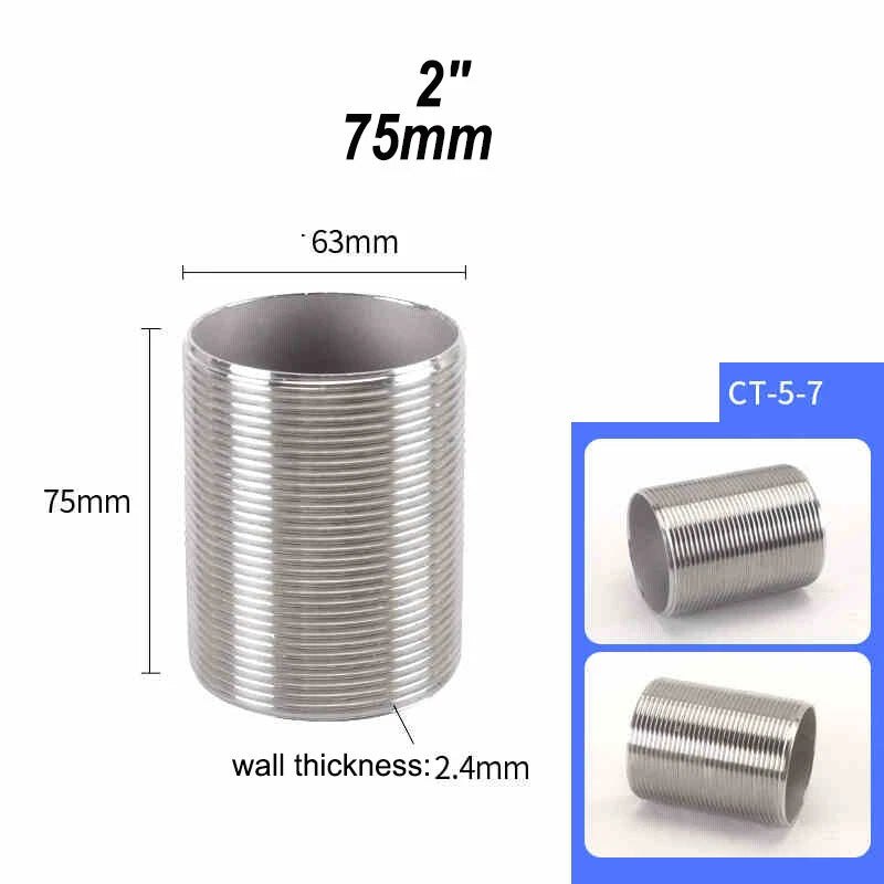 Male Thread Stud Rod A2 Stainless Steel Connector Pipe Fitting — 1/4" to 2"