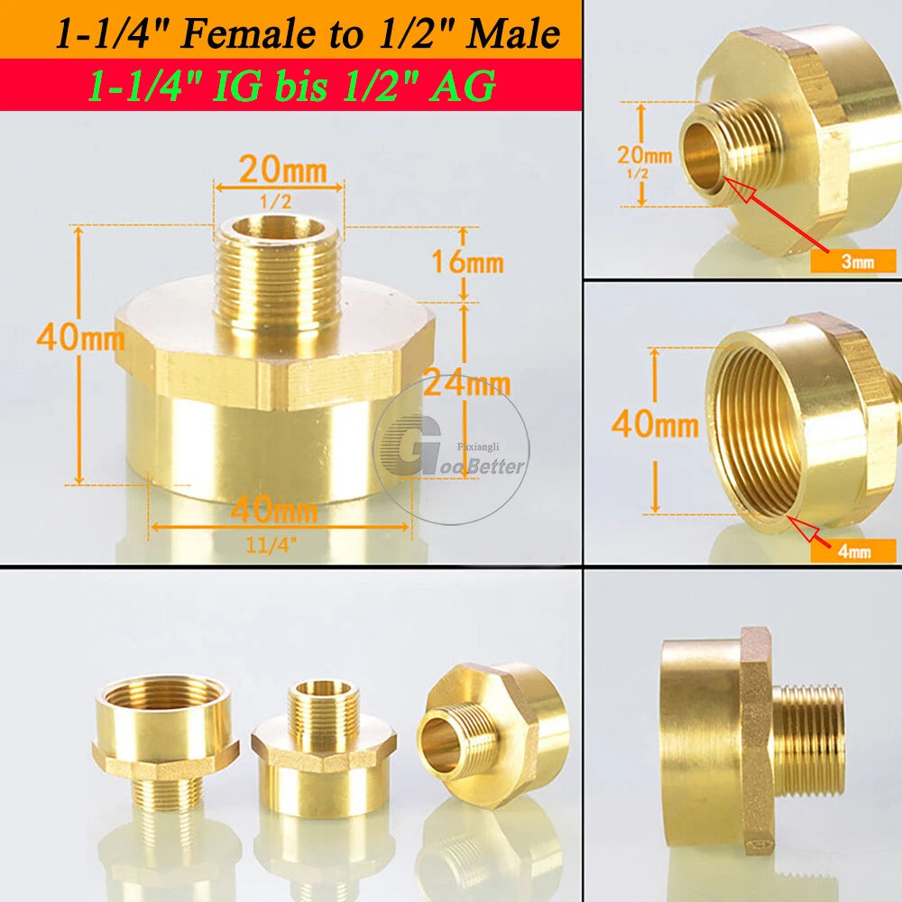 BSPT Reducing Adapter Fittings — Brass Female to Male, 1/8" to 2"