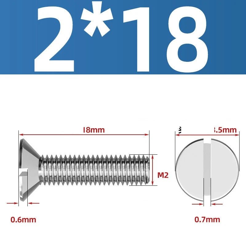 A2 Stainless Steel Slotted Countersunk Machine Screws — M1.6 to M10, Flat Head CSK Bolts - HomeDIYer
