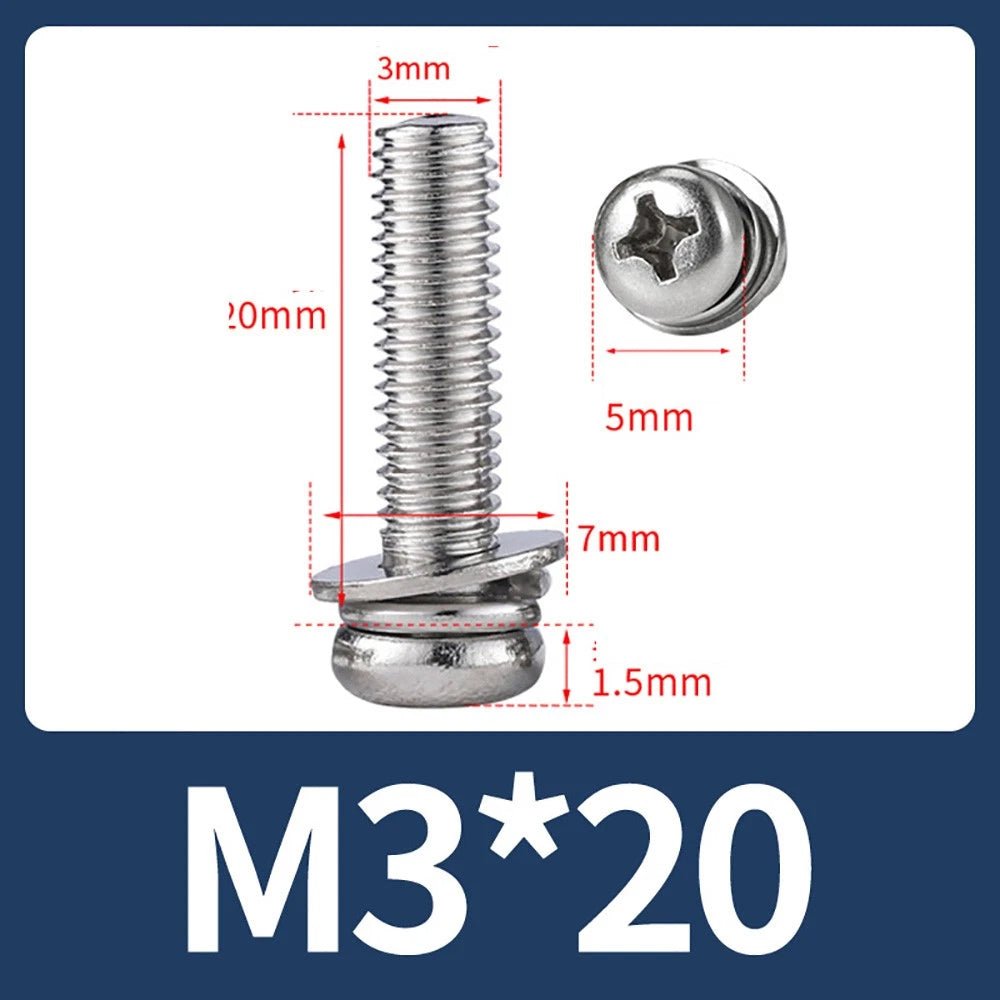 M2–M10 Phillips Button Head Machine Screws — 304 Stainless Steel - HomeDIYer