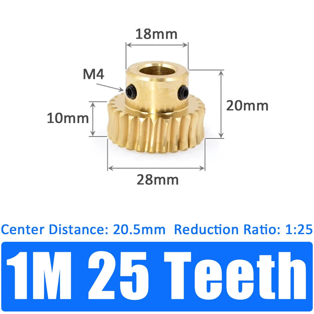 0.5/0.8/1/1.5 Module, 20 to 60 Teeth, Brass Worm Wheel Gear Shaft Hole 4mm-12mm