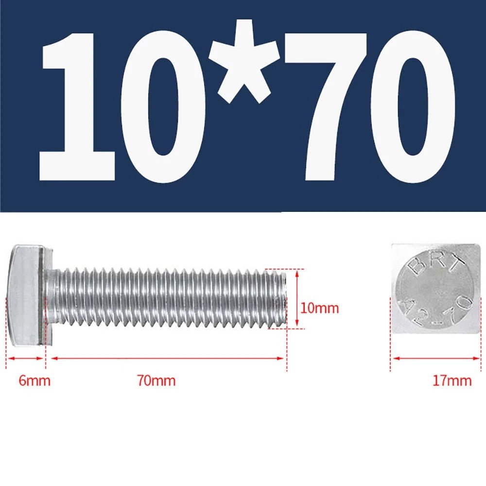 M8 M10 M12 Square Head Bolts Full Threaded 304 Stainless Steel 12–100mm - HomeDIYer