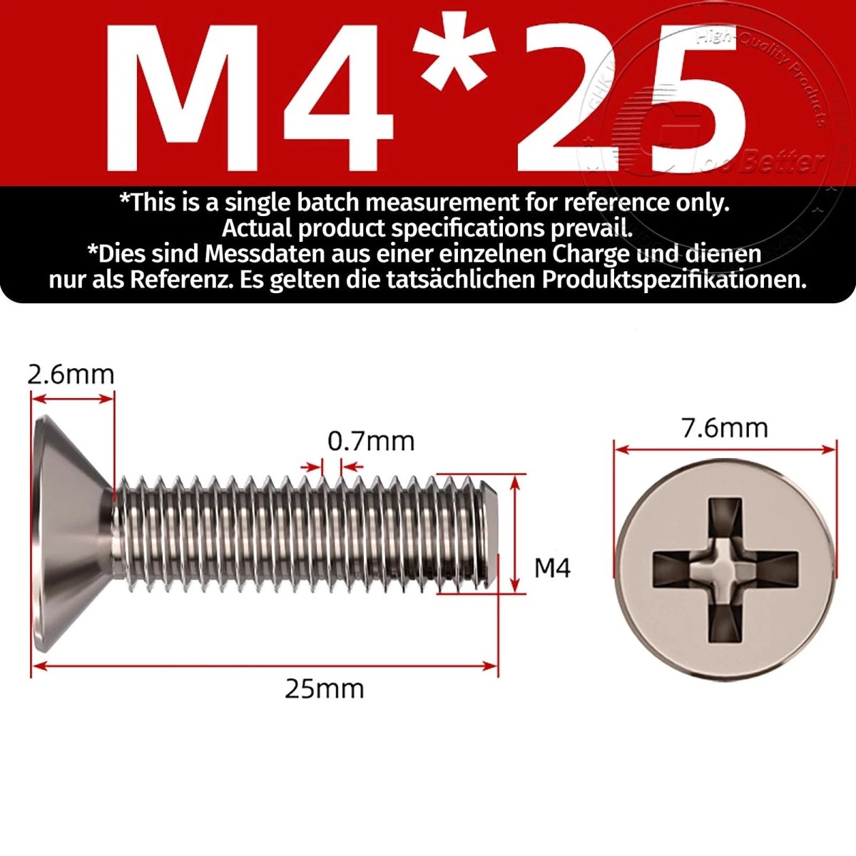 Titanium Phillips Flat Head Machine Screws — GR2 Countersunk, M2 to M8 - HomeDIYer