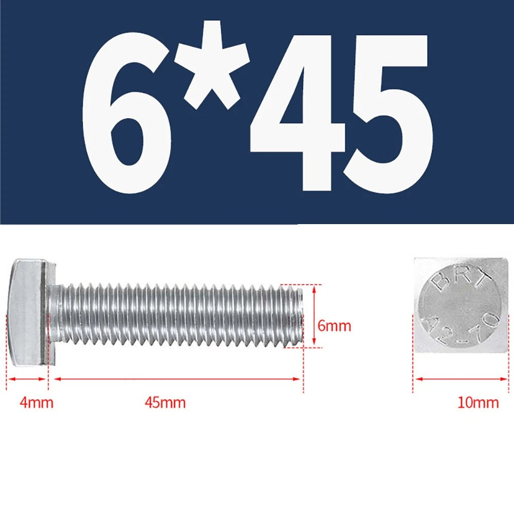M4 M5 M6 Square Head Bolts Full Threaded – A2 304 Stainless Steel