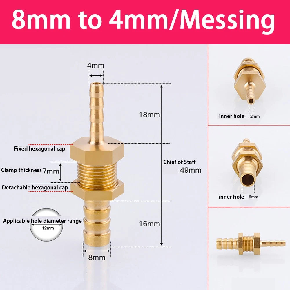 Copper Straight Hose Connector Double-Sided Female Thread