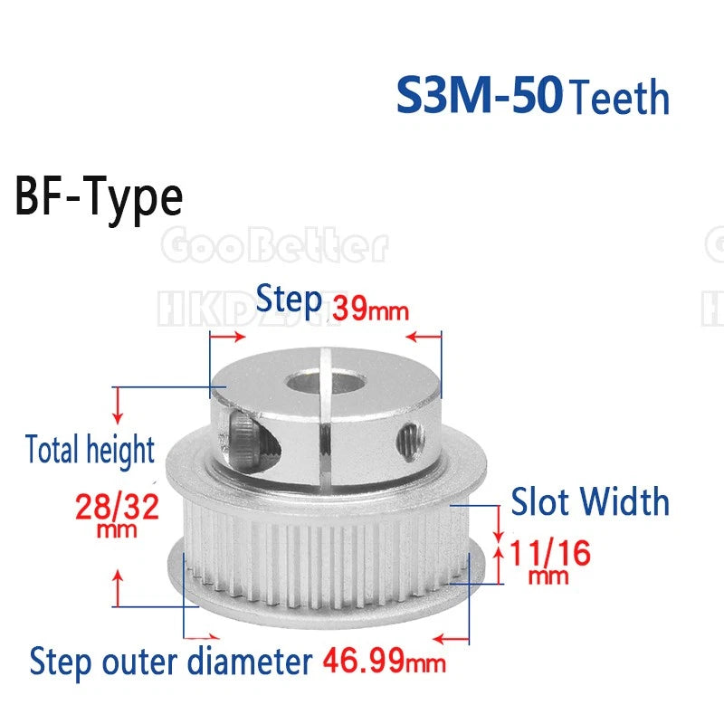 S3M Timing Belt Pulleys 20-60 Teeth 5-20mm Bore Synchronous Wheel Printer Clamp
