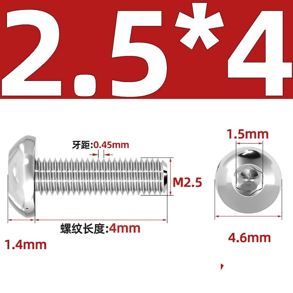 M1.6–M5 A2 Stainless Steel Button Head Socket Cap Screws – Round Pan Head, Hex Drive, Fully Threaded