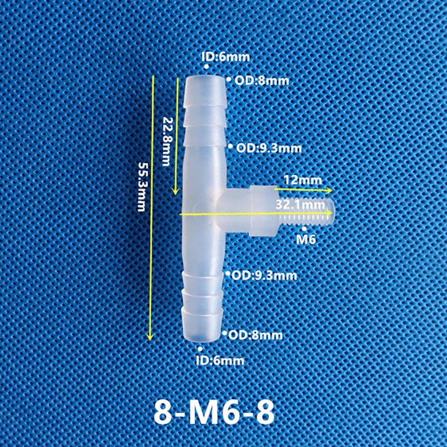 Plastic T Joiner Barbed X Male Thread Hose Connector Pipe Fittings Air Water