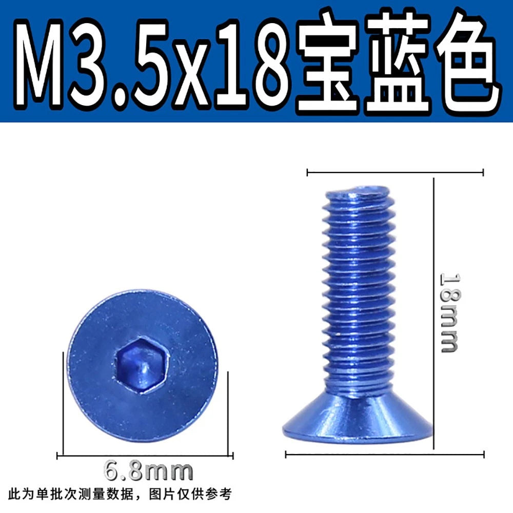 M3.5 / M4 Countersunk Hex Socket Screws — Anodized Aluminum Alloy, 10 Colors