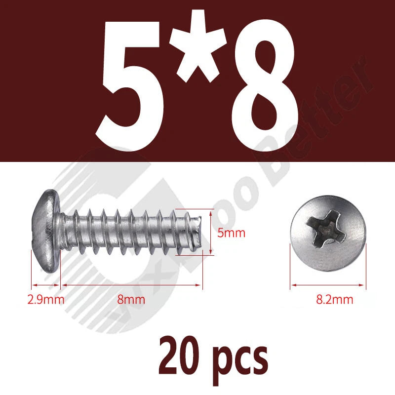 Pan Head Sheet Metal Screws Metric M1~M6 A2 Stainless Steel Sheet Metal Screws