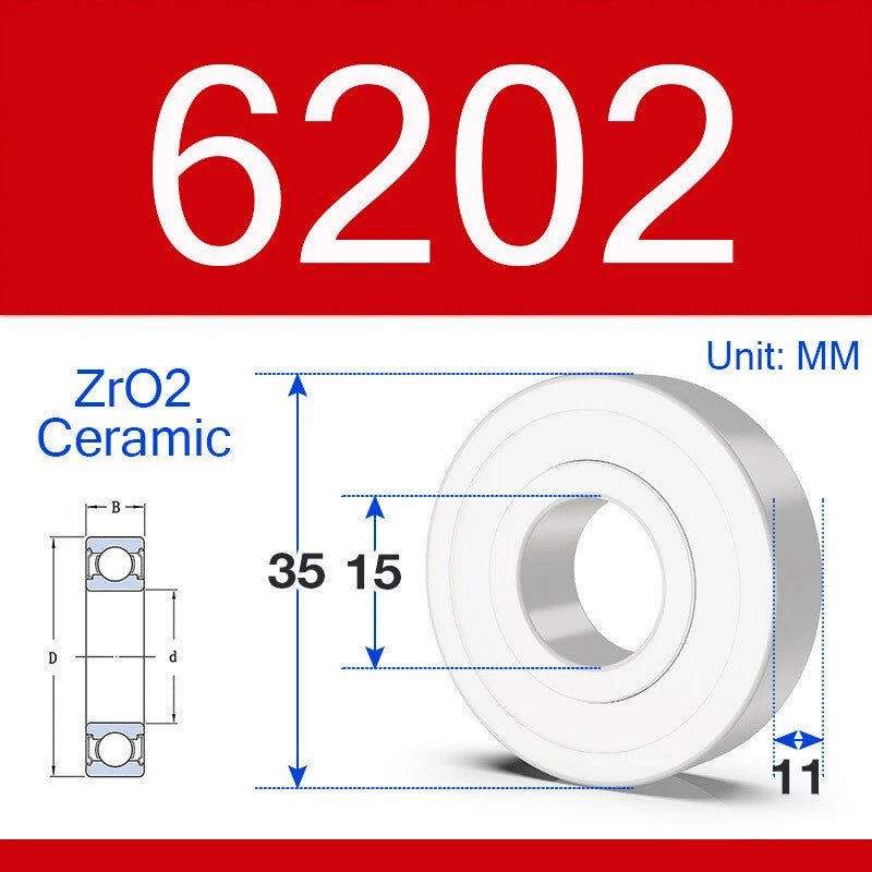 ZrO2 Ceramic Deep Groove Ball Bearing Double Shield 2RS Zirconia Roller Bearings