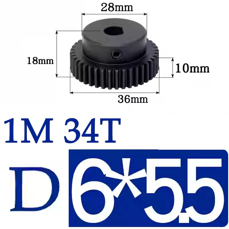 Spur Gears 1 Mod Transmission Gear With Step 45# Steel Pinion Motor Gear 30T~44T