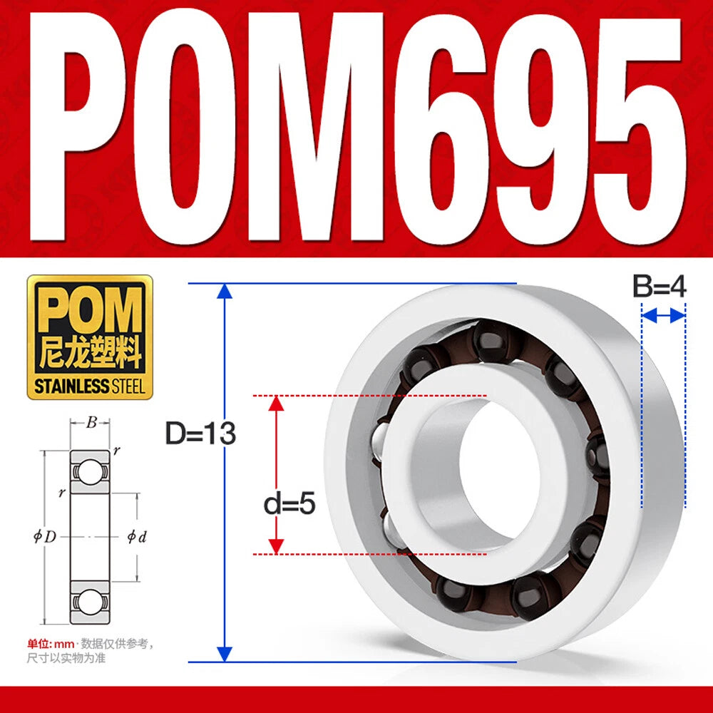 POM Plastic Bearing Glass Ball Miniature Deep Groove Ball Bearings Various Sizes