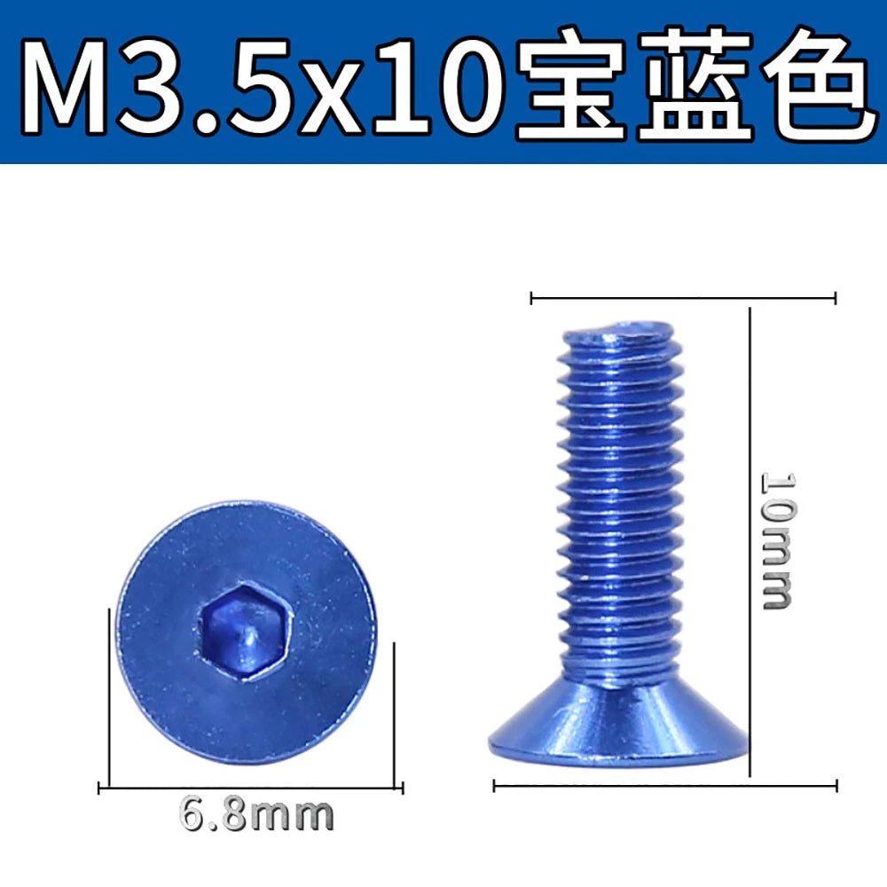M3.5 / M4 Countersunk Hex Socket Screws — Anodized Aluminum Alloy, 10 Colors