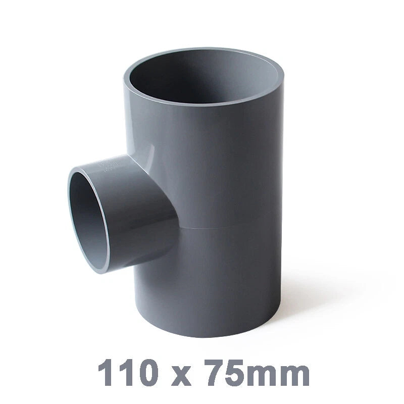 PVC Reducing Tee Pipe & Fittings Solvent Weld Pressure Adapter Connector Grey