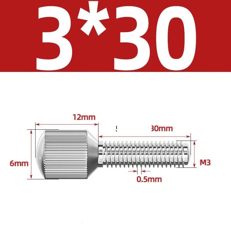 Knurled Thumb Screws – 304 Stainless Steel Small Head Thumbscrew Bolts M2–M8