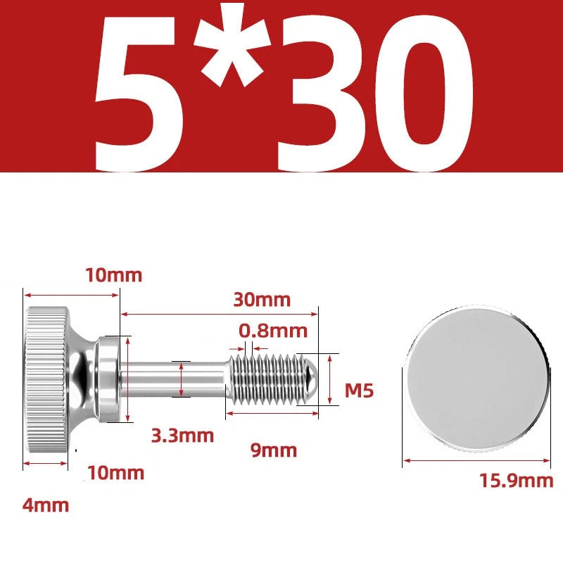 Knurled Thumb Screws Stainless Steel — M2 M2.5 M3 M4 M5 M6 M8 M10 Hand Knob Bolts