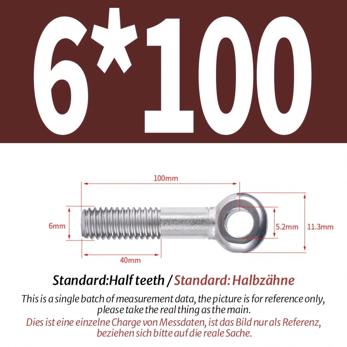 M5 M6 Stainless Steel Eye Bolts — A2 304 Threaded Ring Eyelet Screws for Catenary Wire & Hanging - HomeDIYer