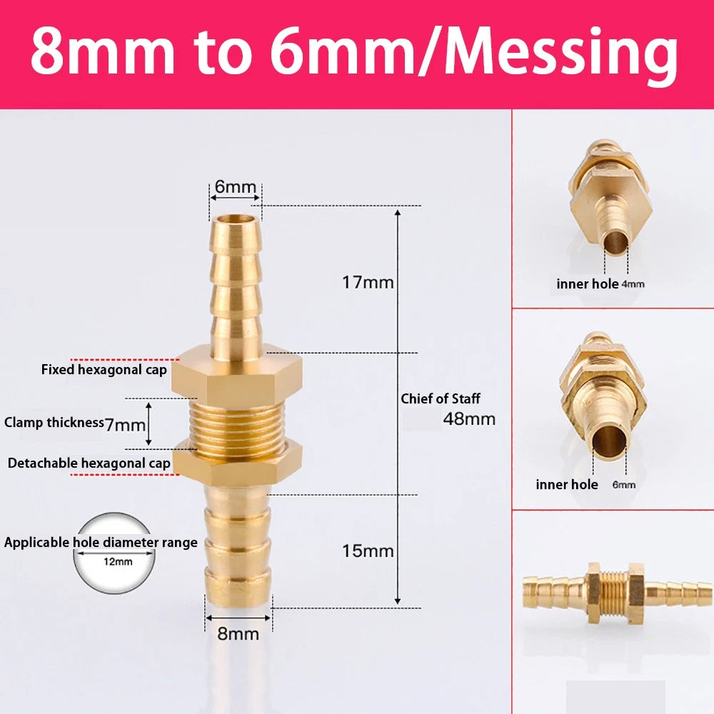 Copper Straight Hose Connector Double-Sided Female Thread